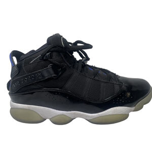 Men's Jordan 6 Rings 'Space Jam' Black Blue Shoes Size 8 Patent Leather